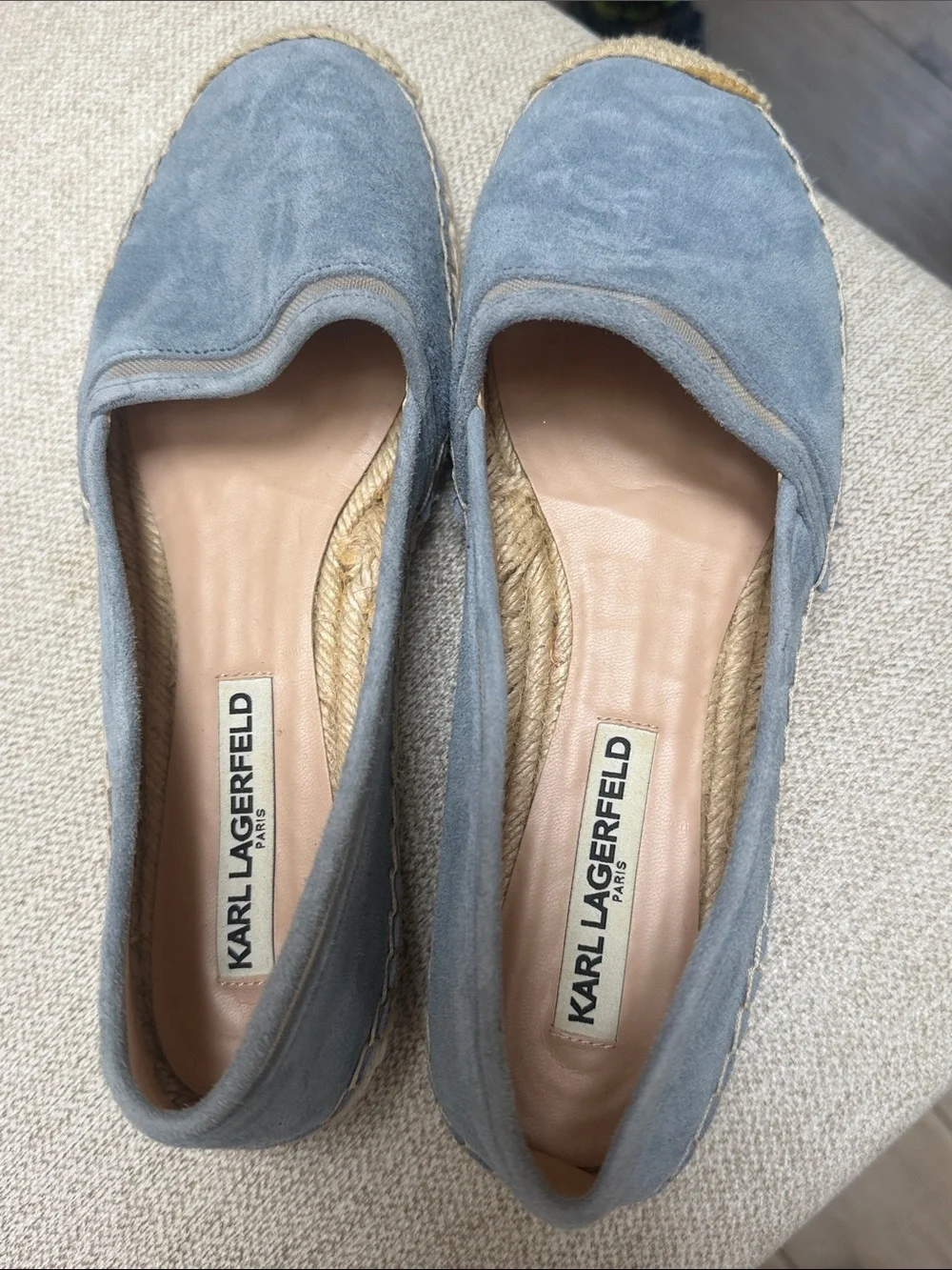 Karl Lagerfeld Blue Suede Espadrille Flats